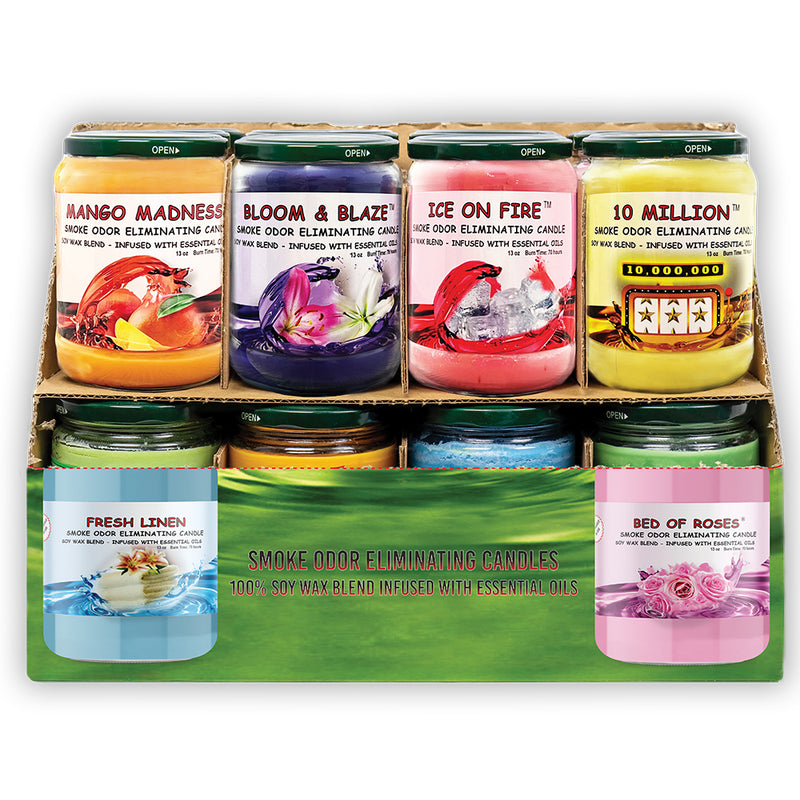 Blunteffects® Odor Eliminating Candles Display - 24 COUNT